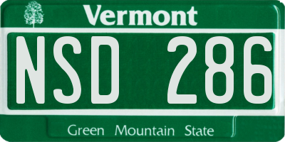VT license plate NSD286