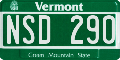 VT license plate NSD290