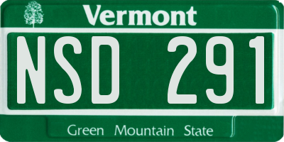 VT license plate NSD291