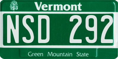VT license plate NSD292