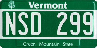VT license plate NSD299