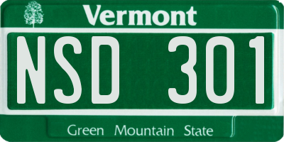 VT license plate NSD301