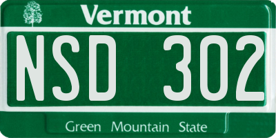 VT license plate NSD302