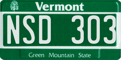 VT license plate NSD303
