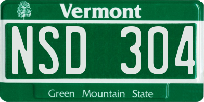 VT license plate NSD304