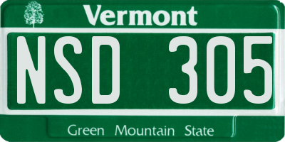 VT license plate NSD305