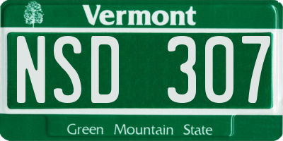 VT license plate NSD307