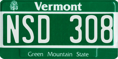 VT license plate NSD308