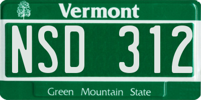 VT license plate NSD312