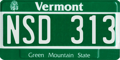 VT license plate NSD313