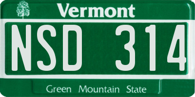 VT license plate NSD314