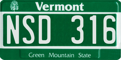 VT license plate NSD316