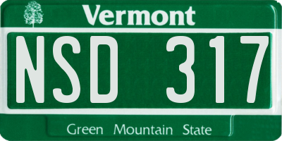 VT license plate NSD317