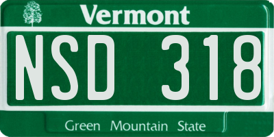 VT license plate NSD318