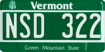 VT license plate NSD322