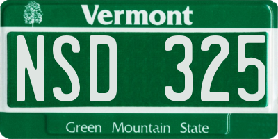 VT license plate NSD325