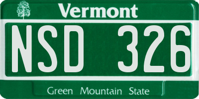 VT license plate NSD326