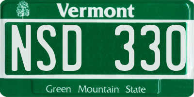 VT license plate NSD330
