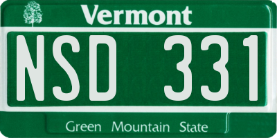 VT license plate NSD331