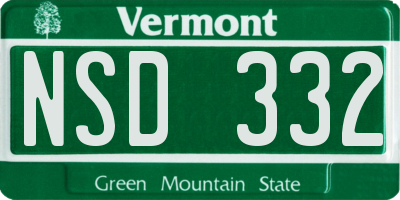 VT license plate NSD332