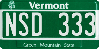 VT license plate NSD333