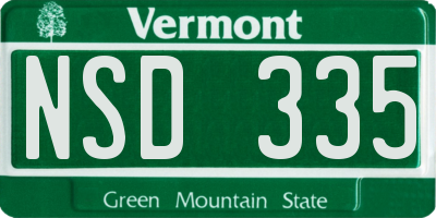 VT license plate NSD335
