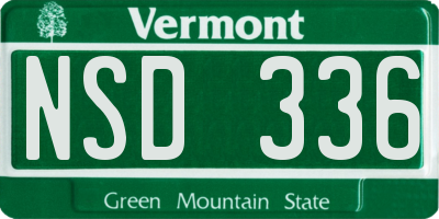 VT license plate NSD336