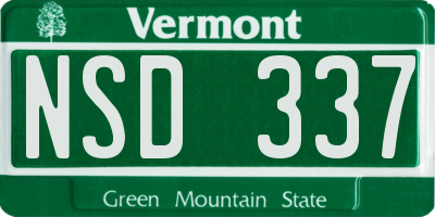 VT license plate NSD337