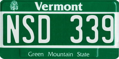 VT license plate NSD339