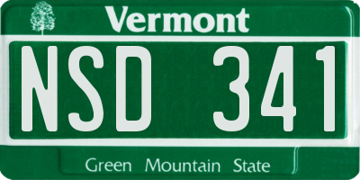 VT license plate NSD341