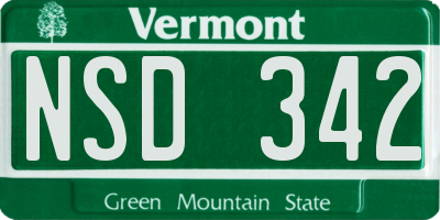 VT license plate NSD342