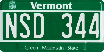 VT license plate NSD344