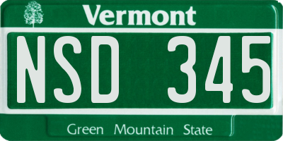 VT license plate NSD345