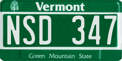 VT license plate NSD347