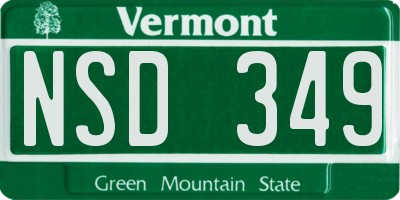 VT license plate NSD349