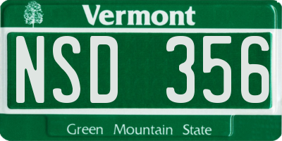 VT license plate NSD356