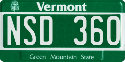 VT license plate NSD360