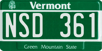 VT license plate NSD361