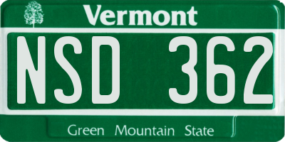 VT license plate NSD362