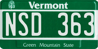 VT license plate NSD363