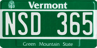 VT license plate NSD365