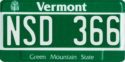 VT license plate NSD366