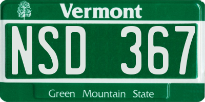 VT license plate NSD367