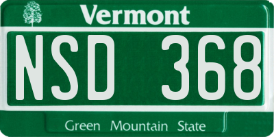 VT license plate NSD368