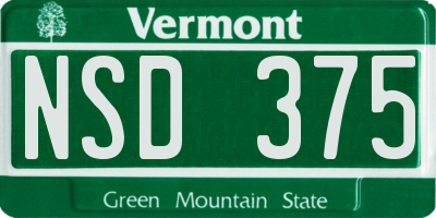 VT license plate NSD375