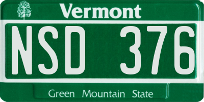VT license plate NSD376