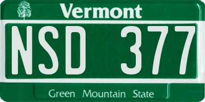 VT license plate NSD377