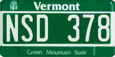 VT license plate NSD378