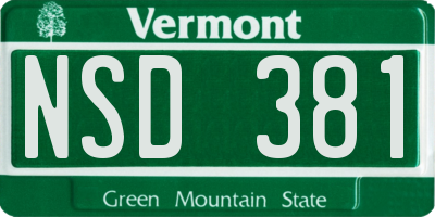 VT license plate NSD381