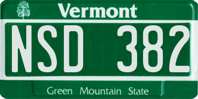 VT license plate NSD382